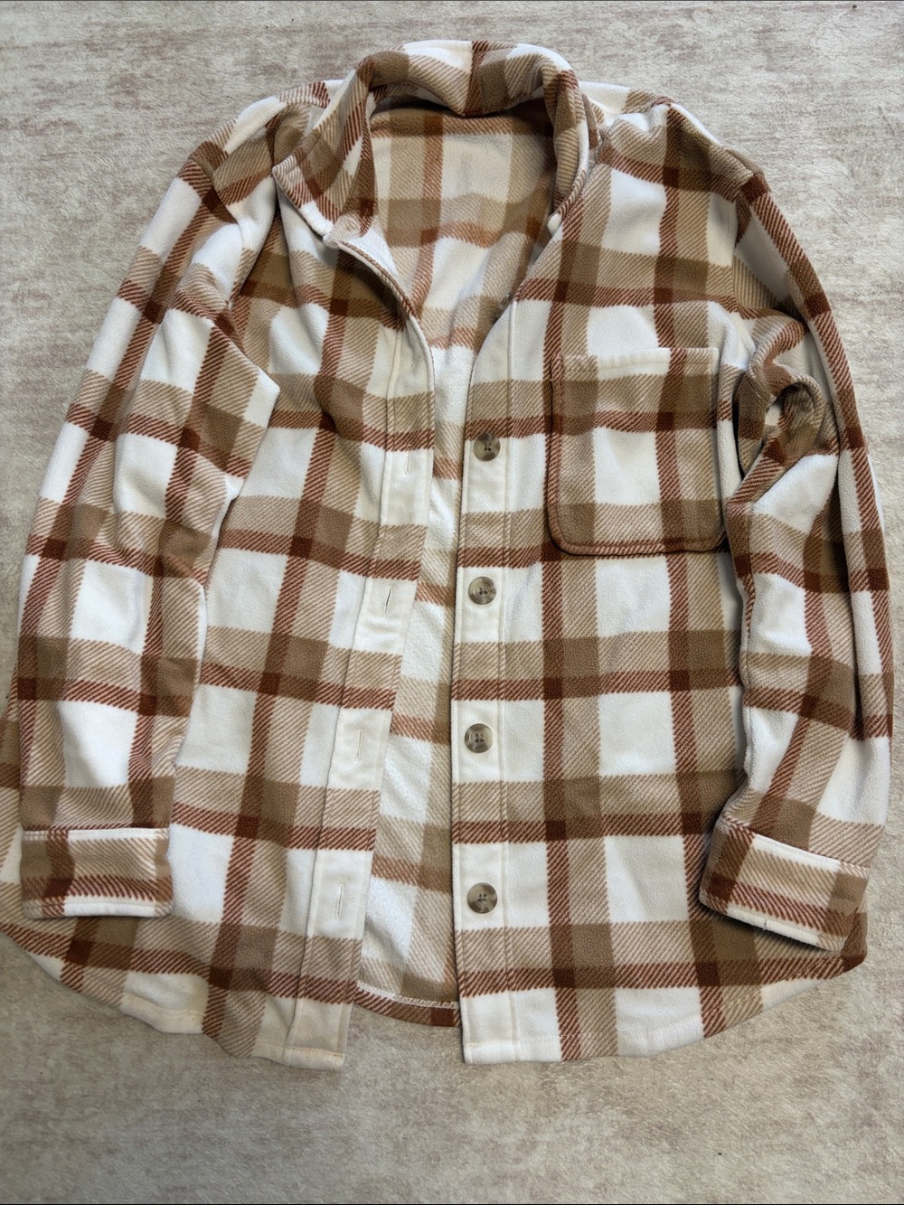 Soft and Neutral Eddie Bauer Shacket (thicker flannel)